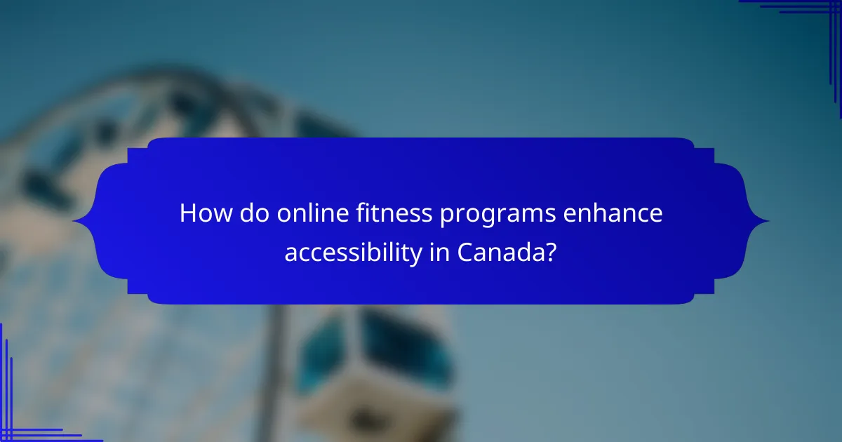 How do online fitness programs enhance accessibility in Canada?