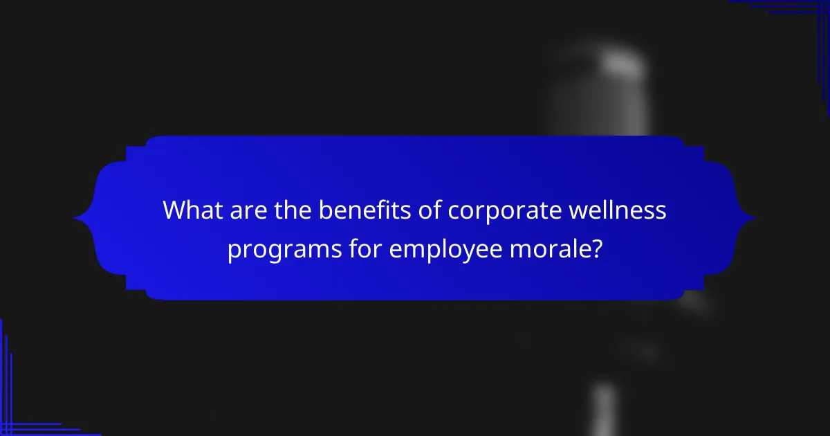 What are the benefits of corporate wellness programs for employee morale?