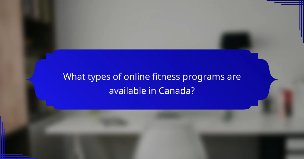 What types of online fitness programs are available in Canada?